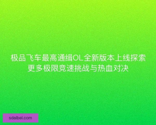 极品飞车最高通缉OL全新版本上线探索更多极限竞速挑战与热血对决